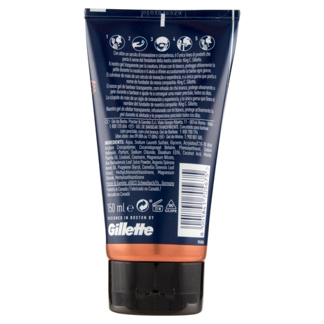 King C. Gillette Gel da Barba Trasparente con Tè Bianco e Olio di Argan 150 ml